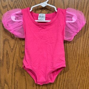 Pink Bodysuit with Tulle Sleeves